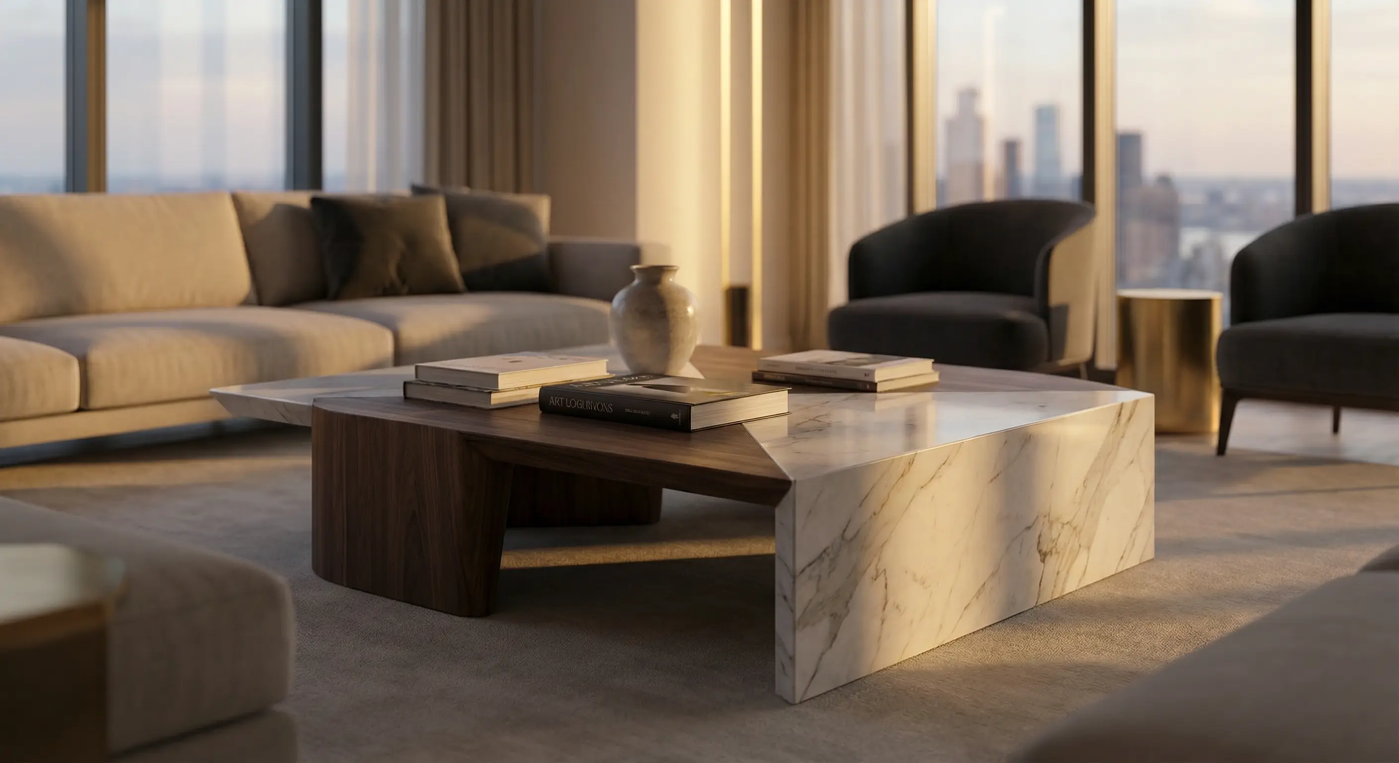 Beautiful living room with AI-visualized furniture